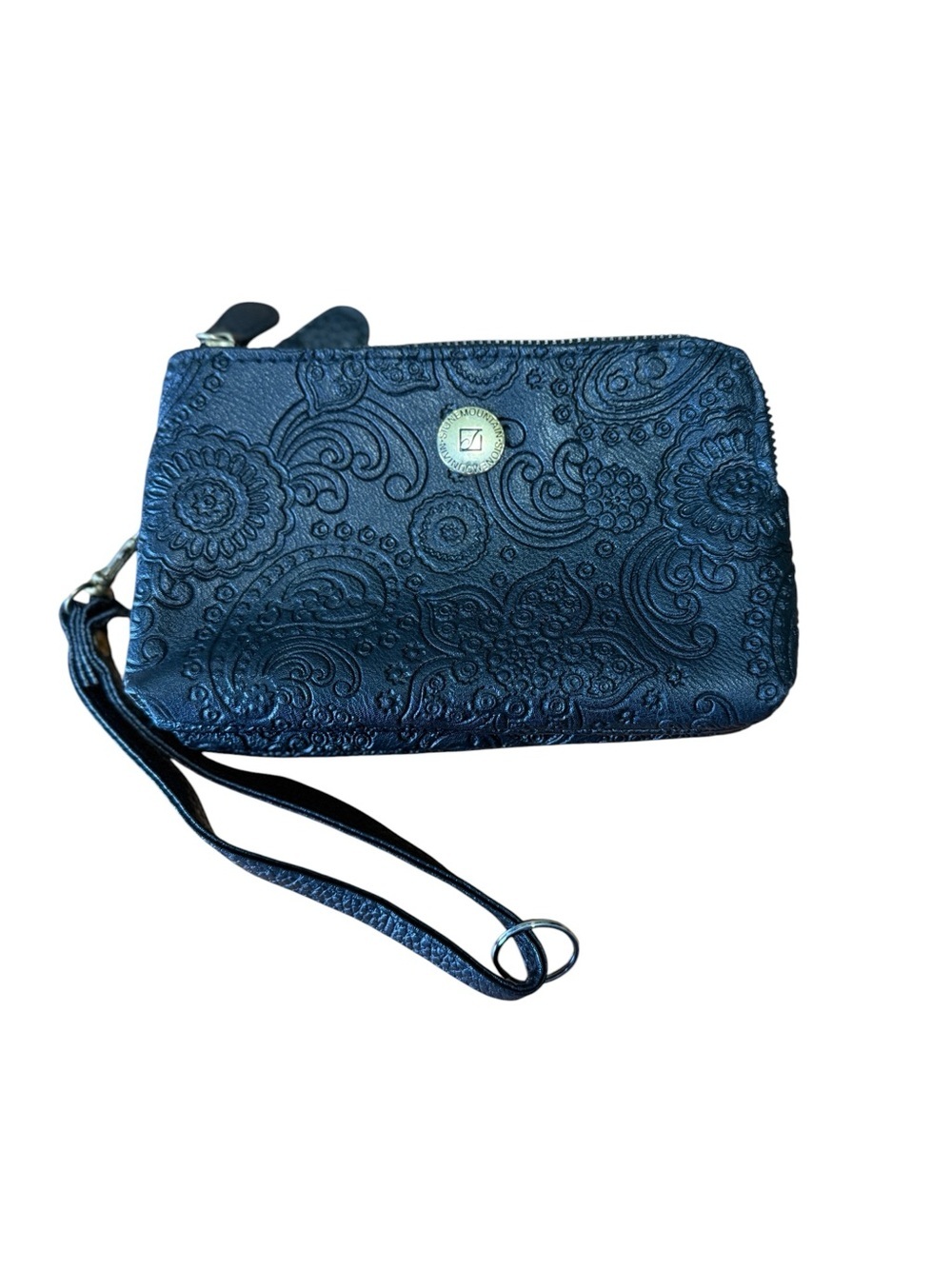 Stone Mountain Embossed Floral Wristlet Clutch - Black